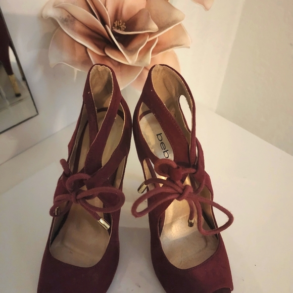bebe Shoes - 🌟Burgundy / red open toe heels 🌟